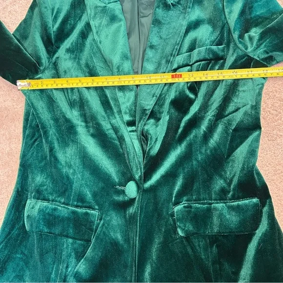 Fashion Nova Vienna hunter green velvet single breasted blazer pant suit set M - Picture 5 of 13